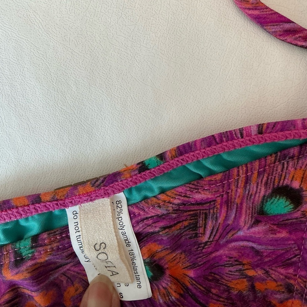 Sofia by Vix Vibrant Purple and Teal Bikini Waist Ties Bottom - Picture 8 of 10